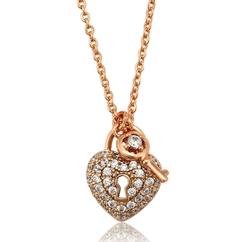 Key to My Heart Rose Gold 18KGP Necklace - Picture 1 of 10